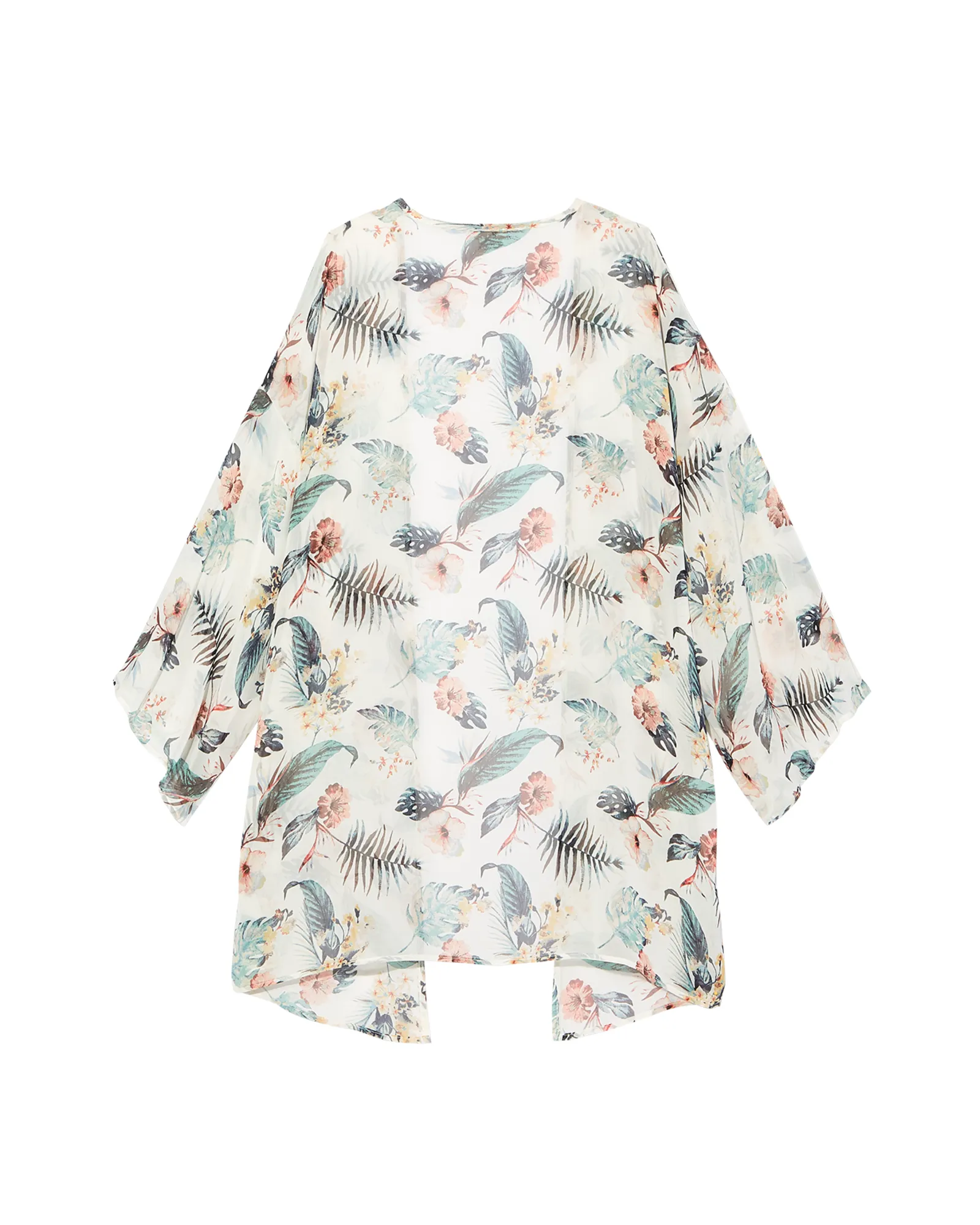 Julie Sheer Printed Kimono | Ivory / Black