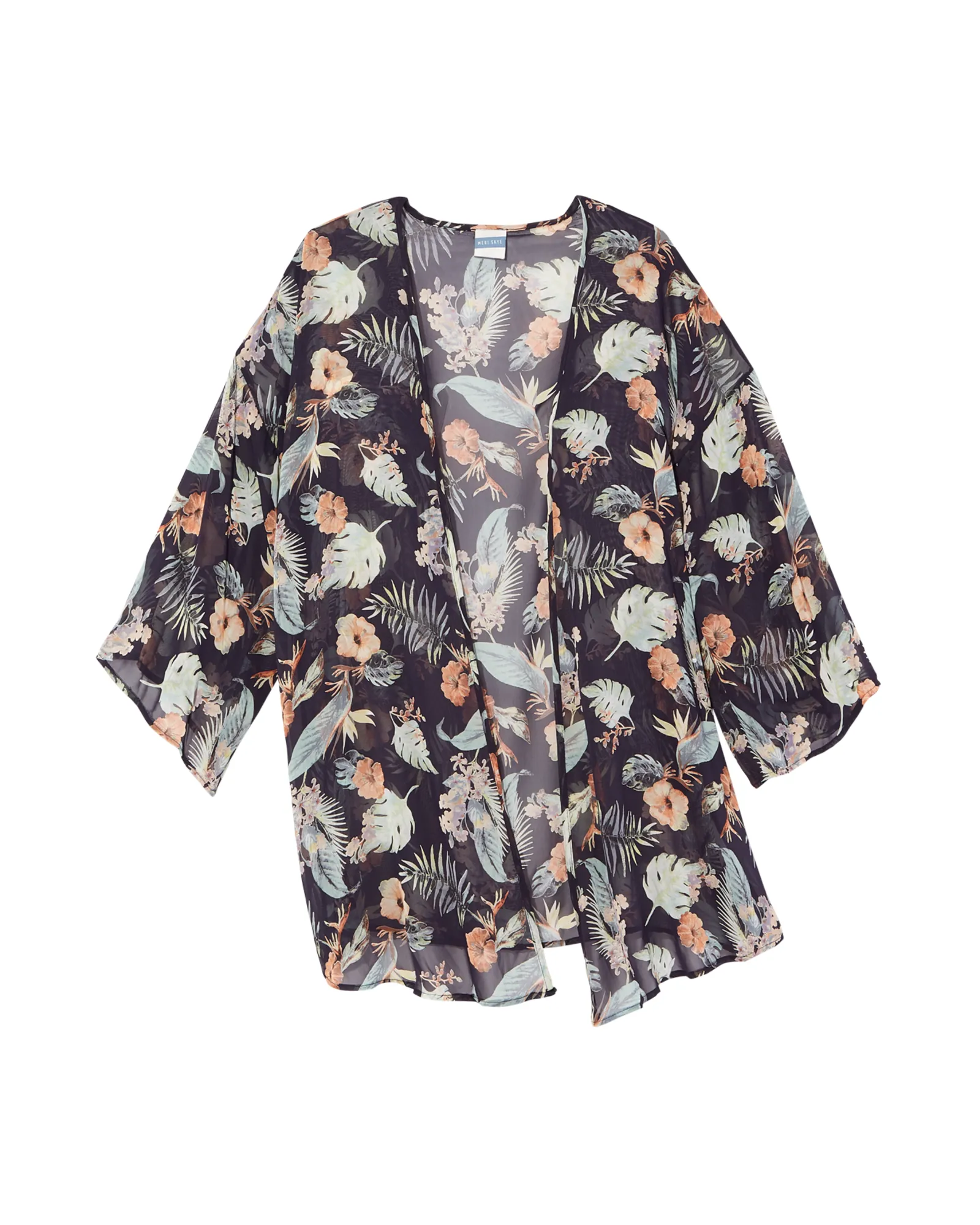 Julie Sheer Printed Kimono | Navy / Mint