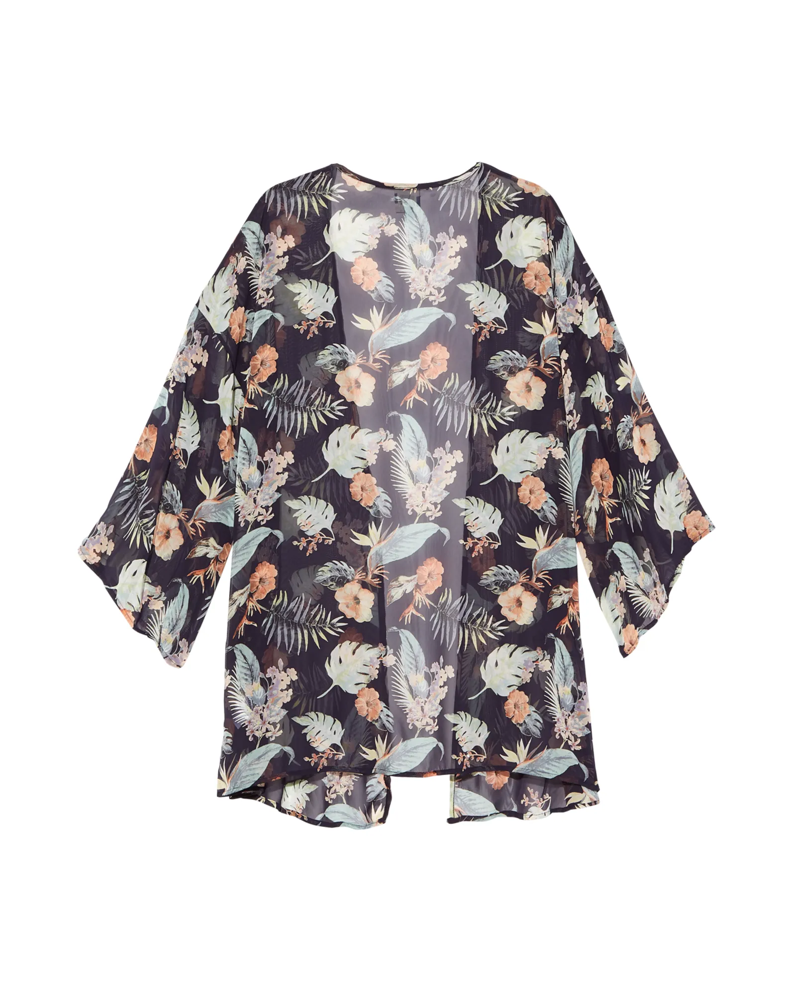 Julie Sheer Printed Kimono | Navy / Mint