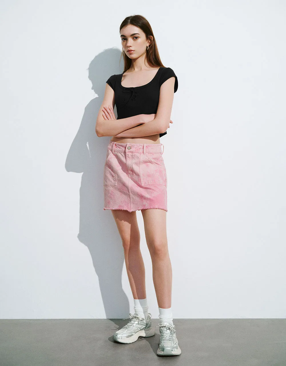 Lace Up Crew Neck Knitted Tank Top