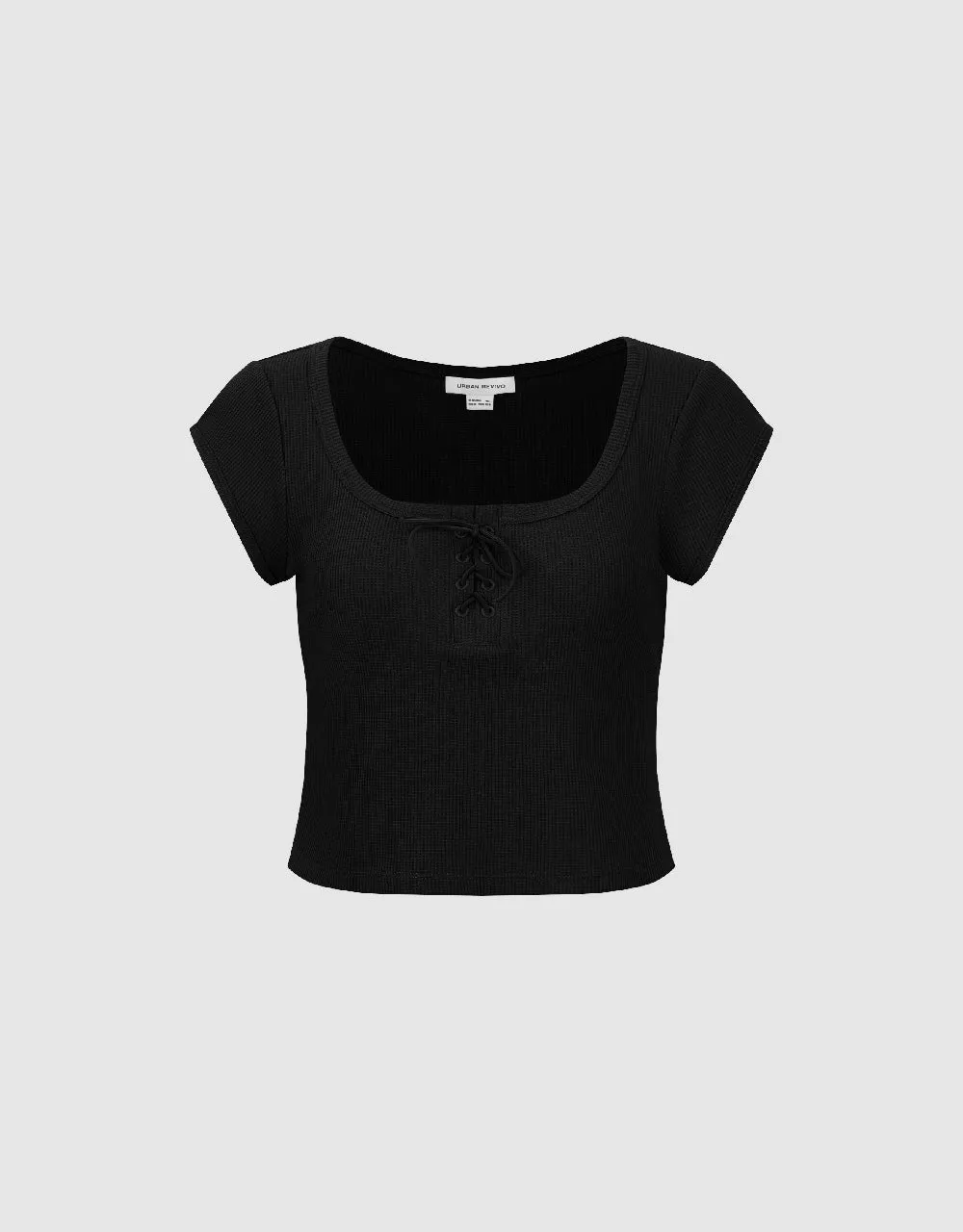 Lace Up Crew Neck Knitted Tank Top