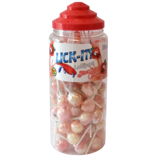 Lick-It Halal Strawberry & Cream 16g Lollies - 100 Count