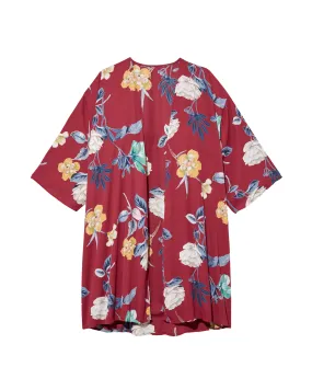 Liliana Flare Sleeve Kimono Duster | Burgundy / Gold