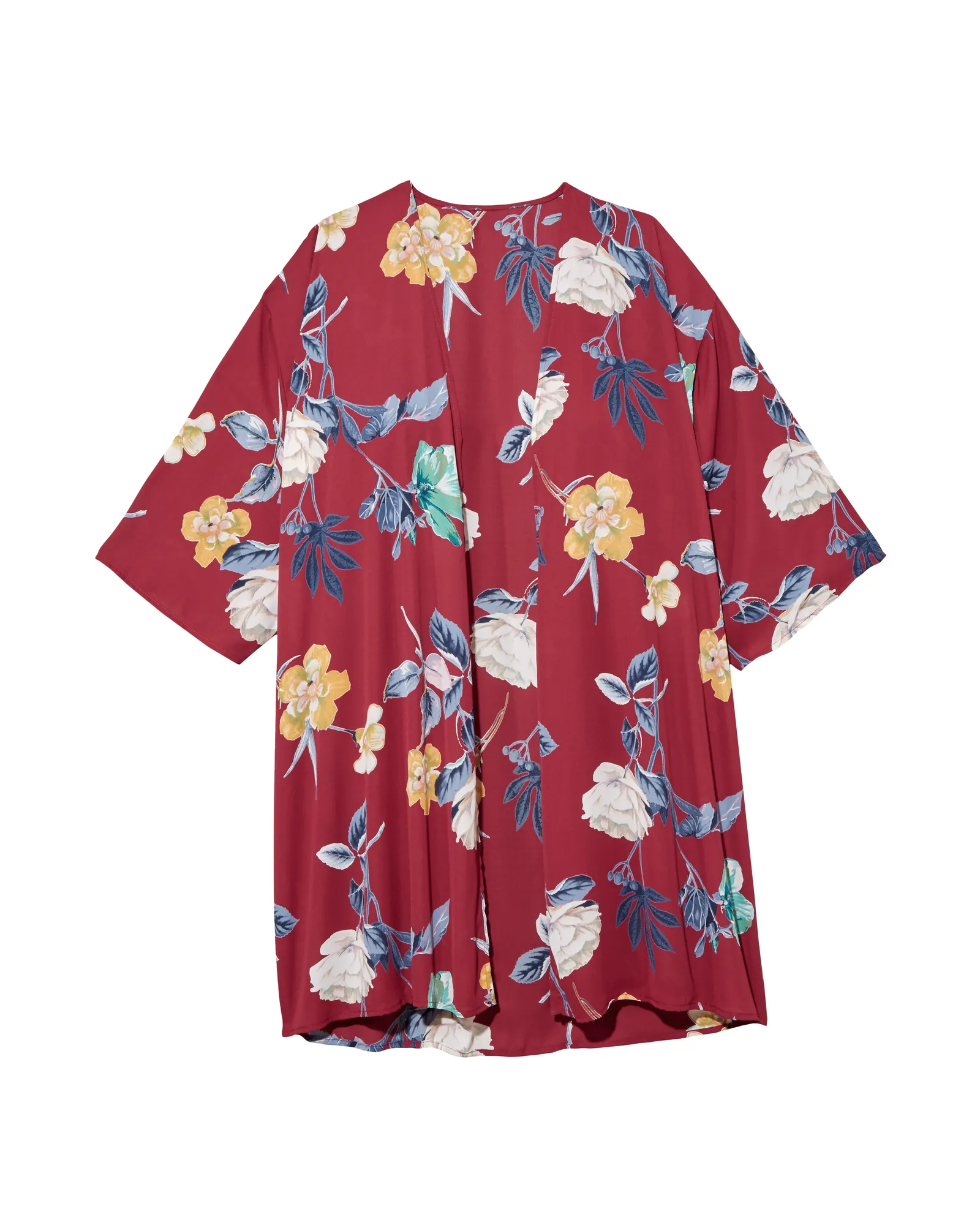 Liliana Flare Sleeve Kimono Duster | Burgundy / Gold