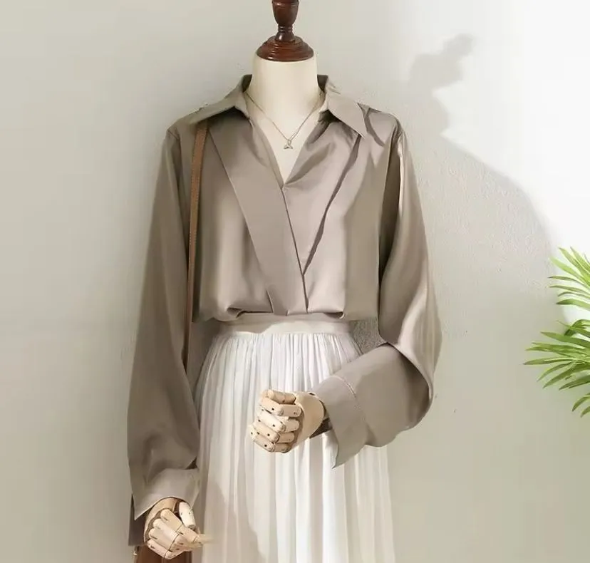 Long Sleeve Shirt for Women Vintage Clothes Tops Blouses  331238