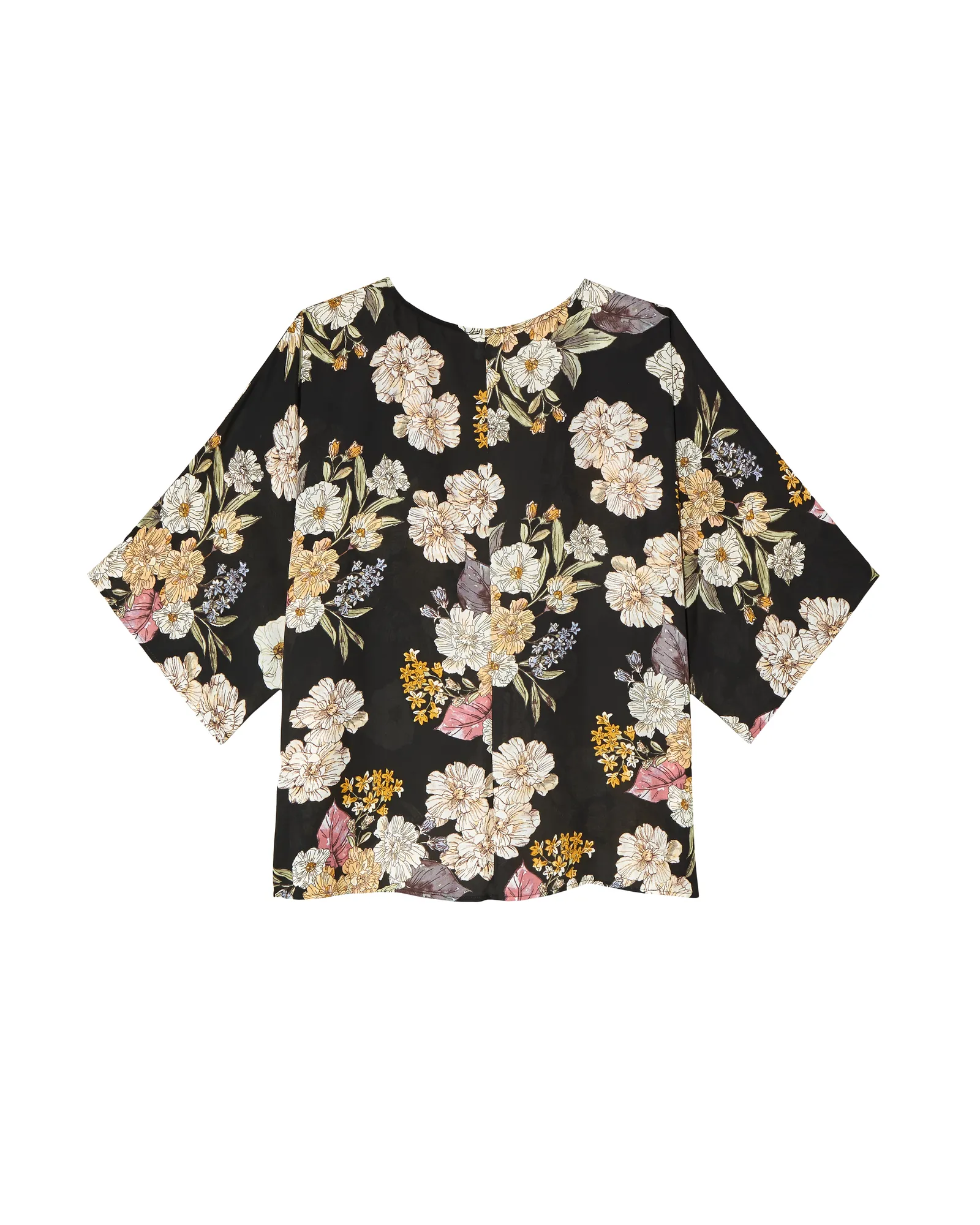 Macie Short Sleeve Kimono | Black / Yellow