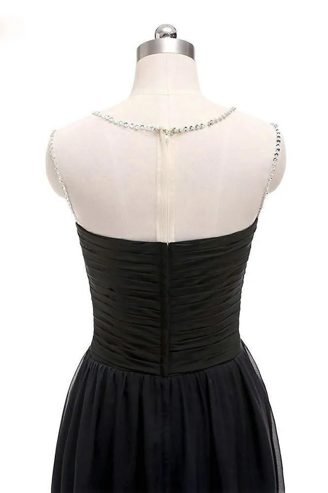 Ombre Short Prom Dresses Scoop Chiffon Beading High Low Party Dress