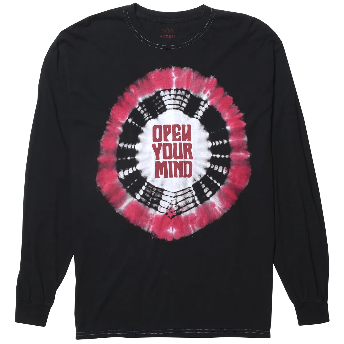 Open Your Mind tie-dye long sleeve graphic tee