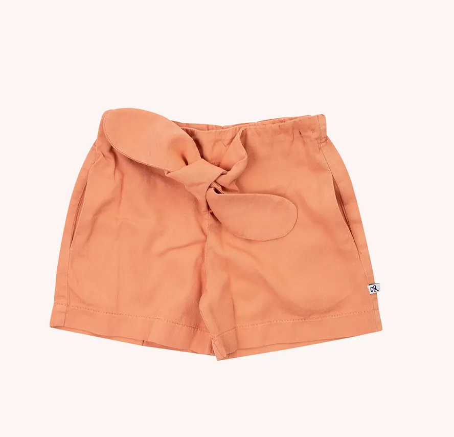 Pink Denim Paperbag Shorts