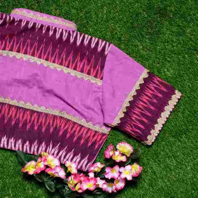 Purple Blouse with Ikat Detailing