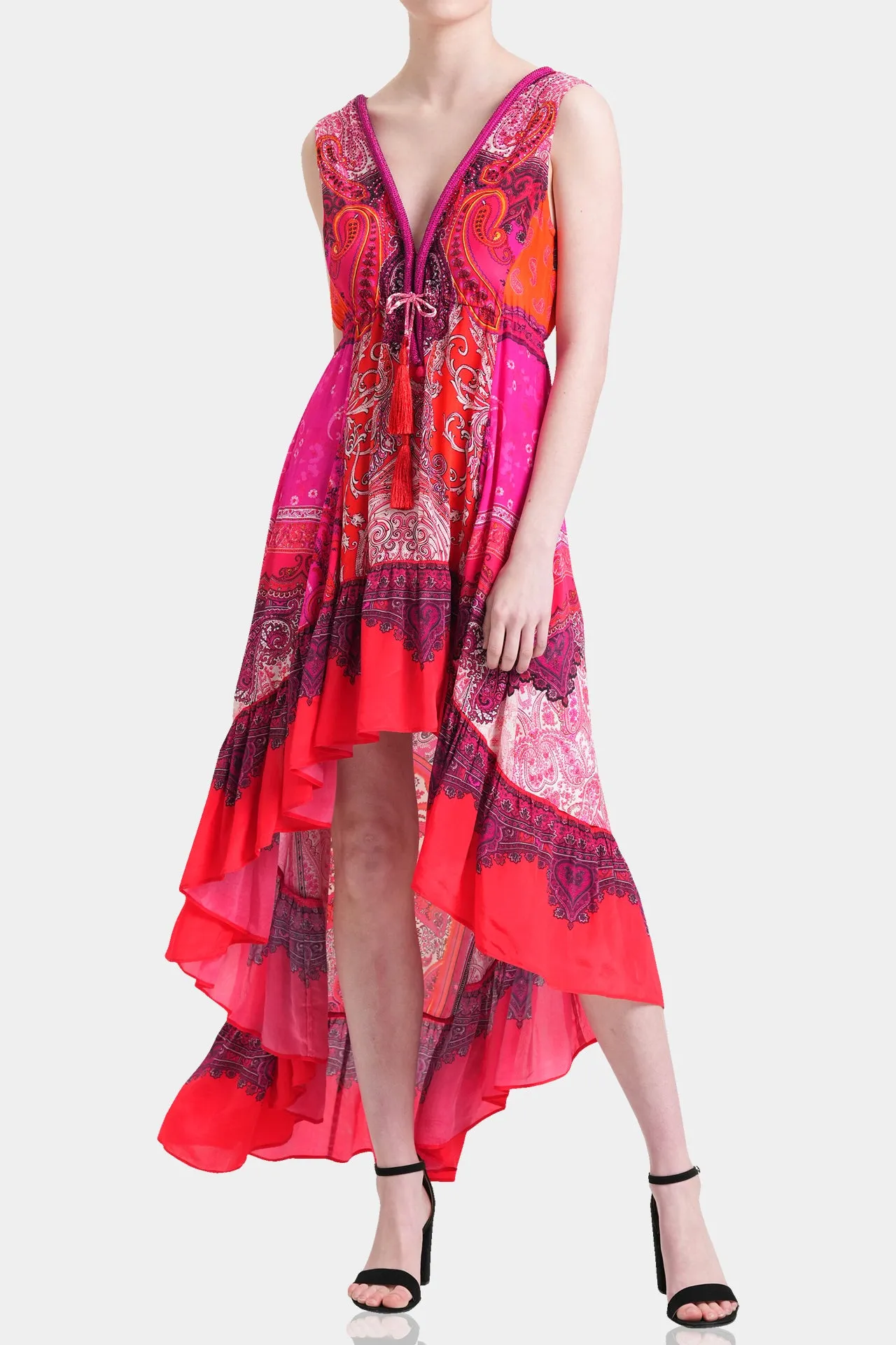 Ruffe Pink Flowy Dress
