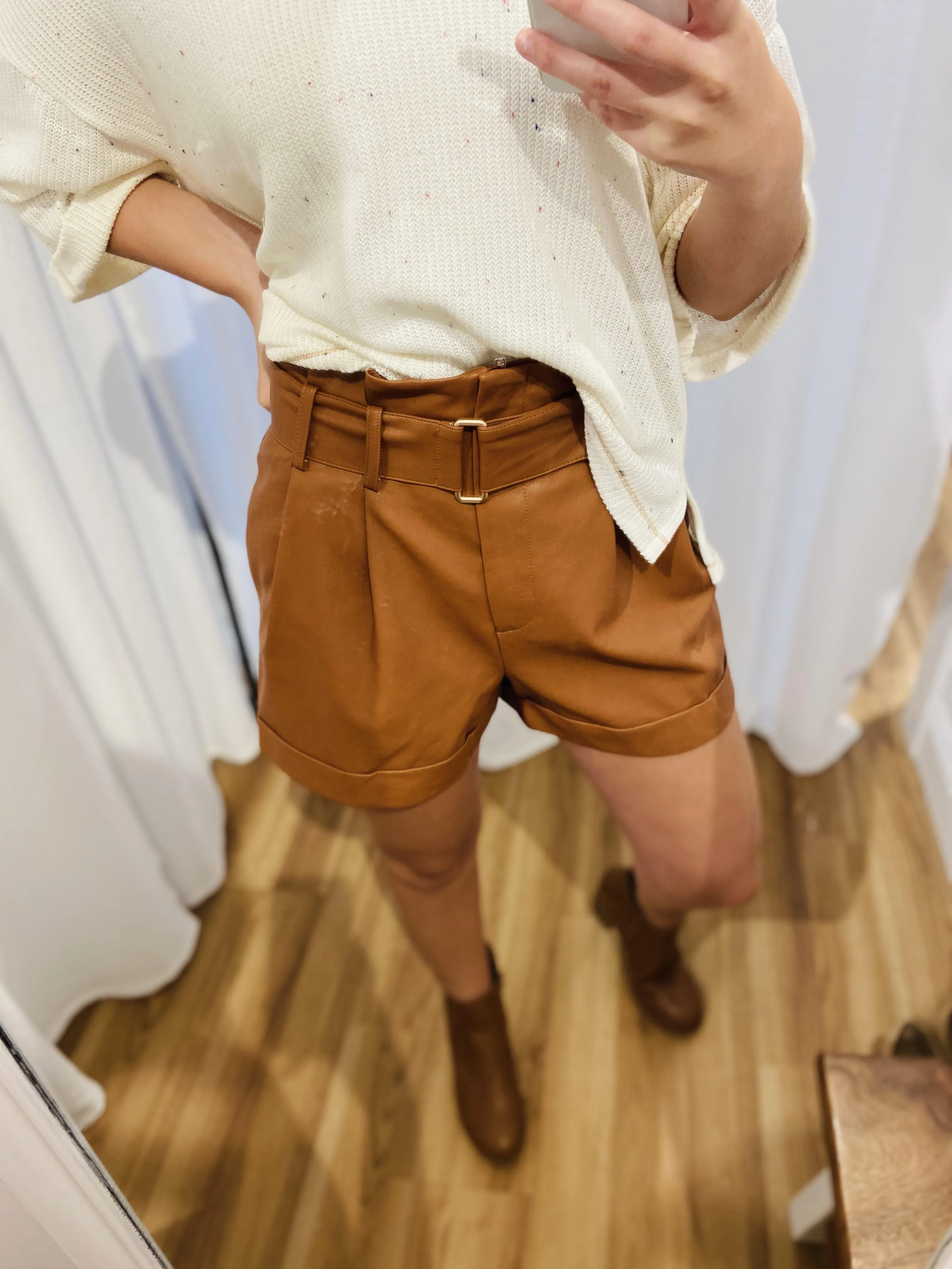 Spiced Leather Paperbag Shorts