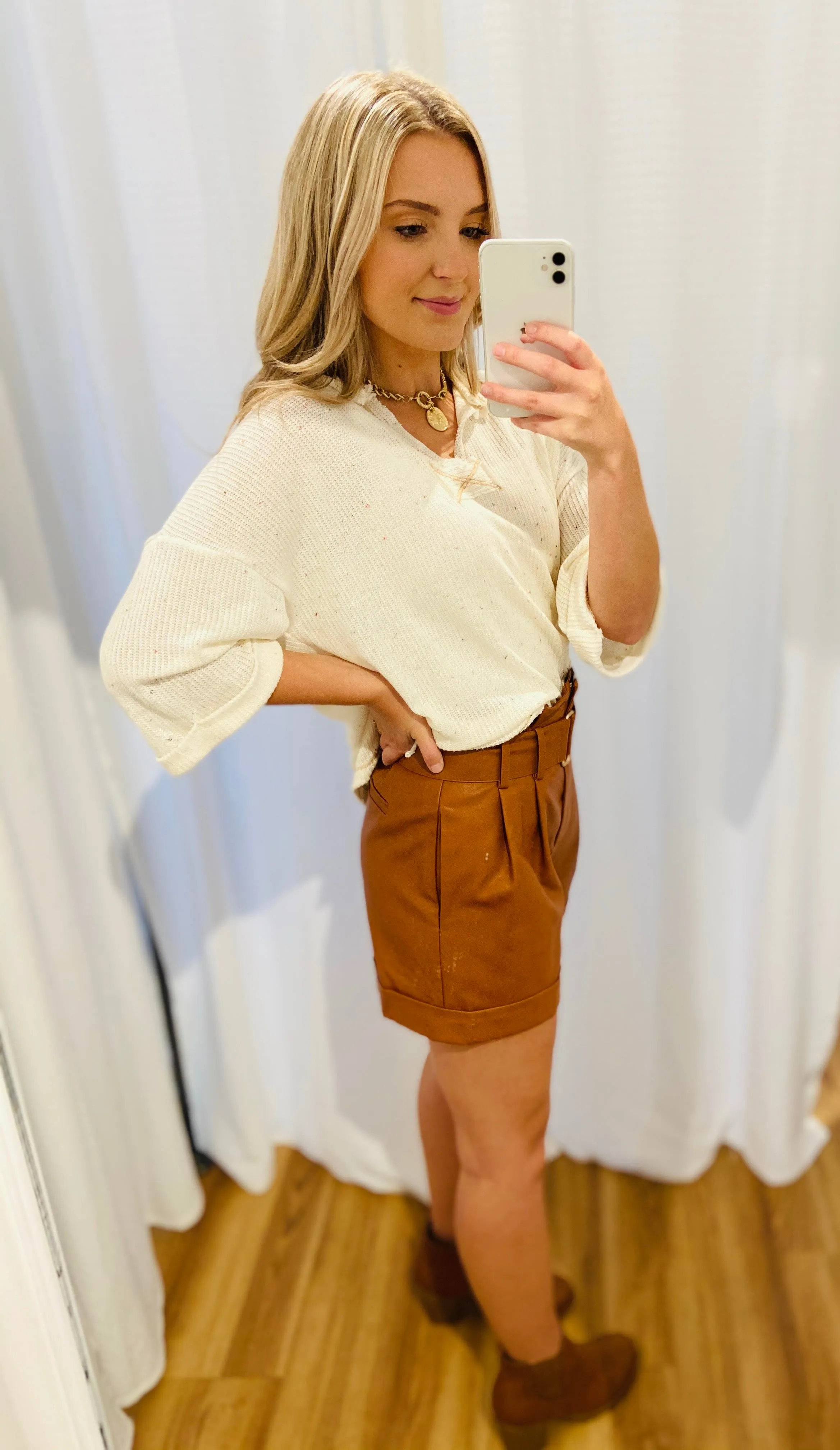 Spiced Leather Paperbag Shorts