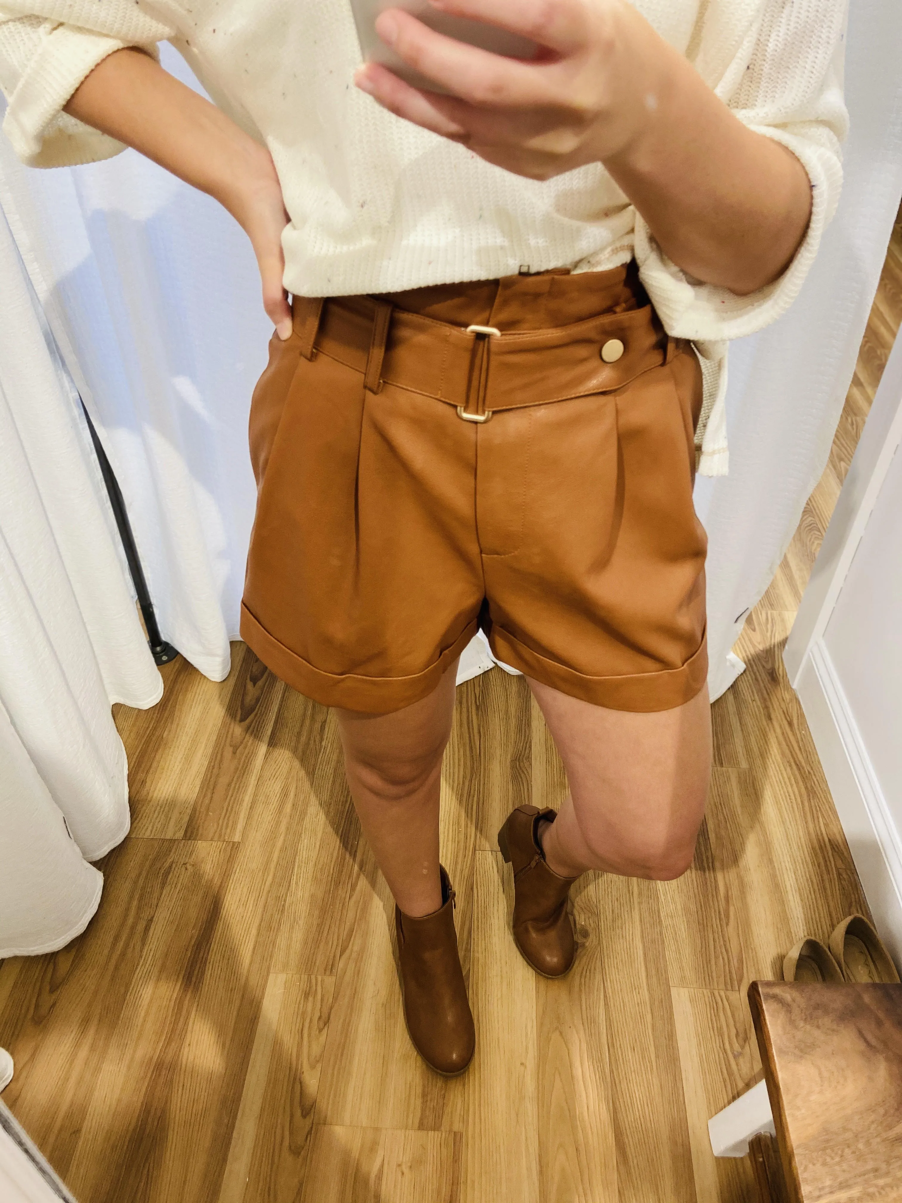 Spiced Leather Paperbag Shorts