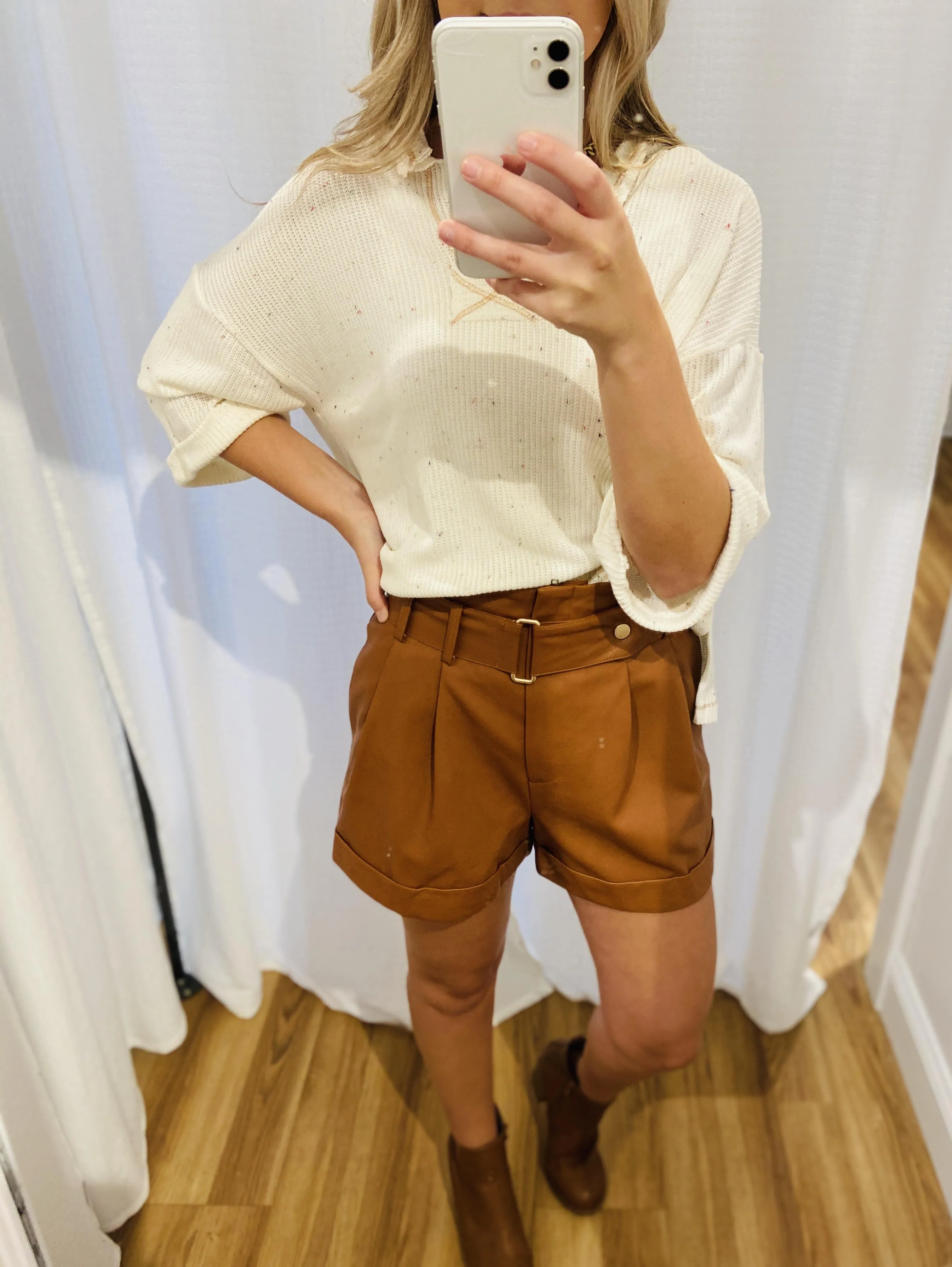 Spiced Leather Paperbag Shorts