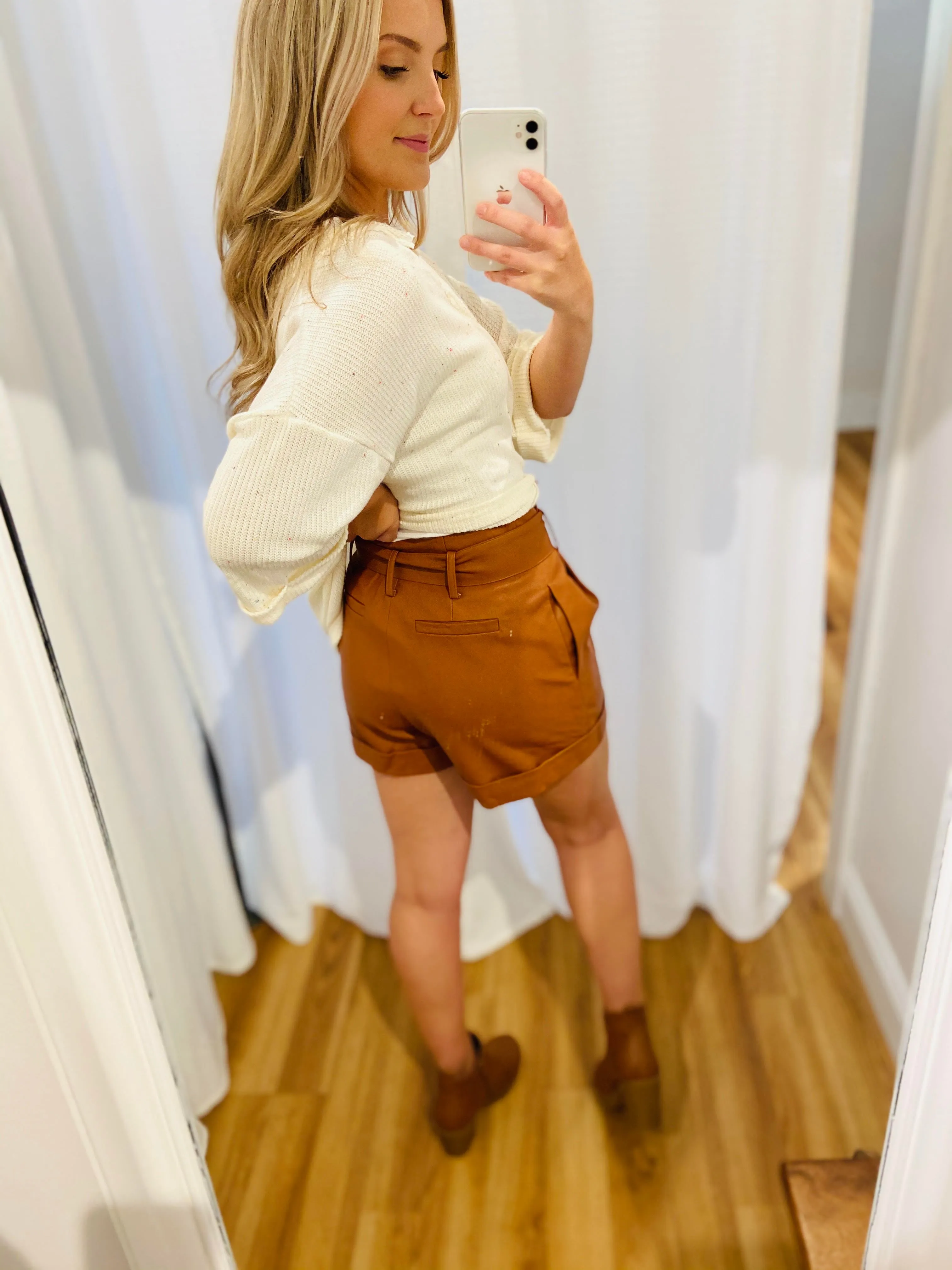 Spiced Leather Paperbag Shorts