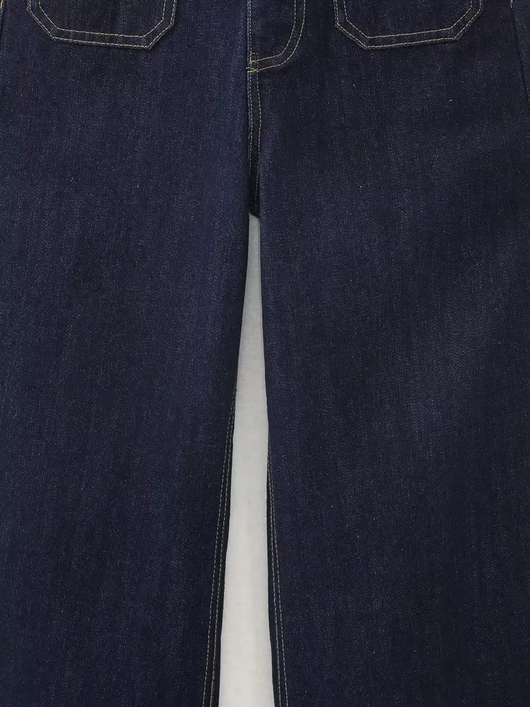 Spring Zipper Button Closure Unstitched Hem High Waist Wide Leg Jeans