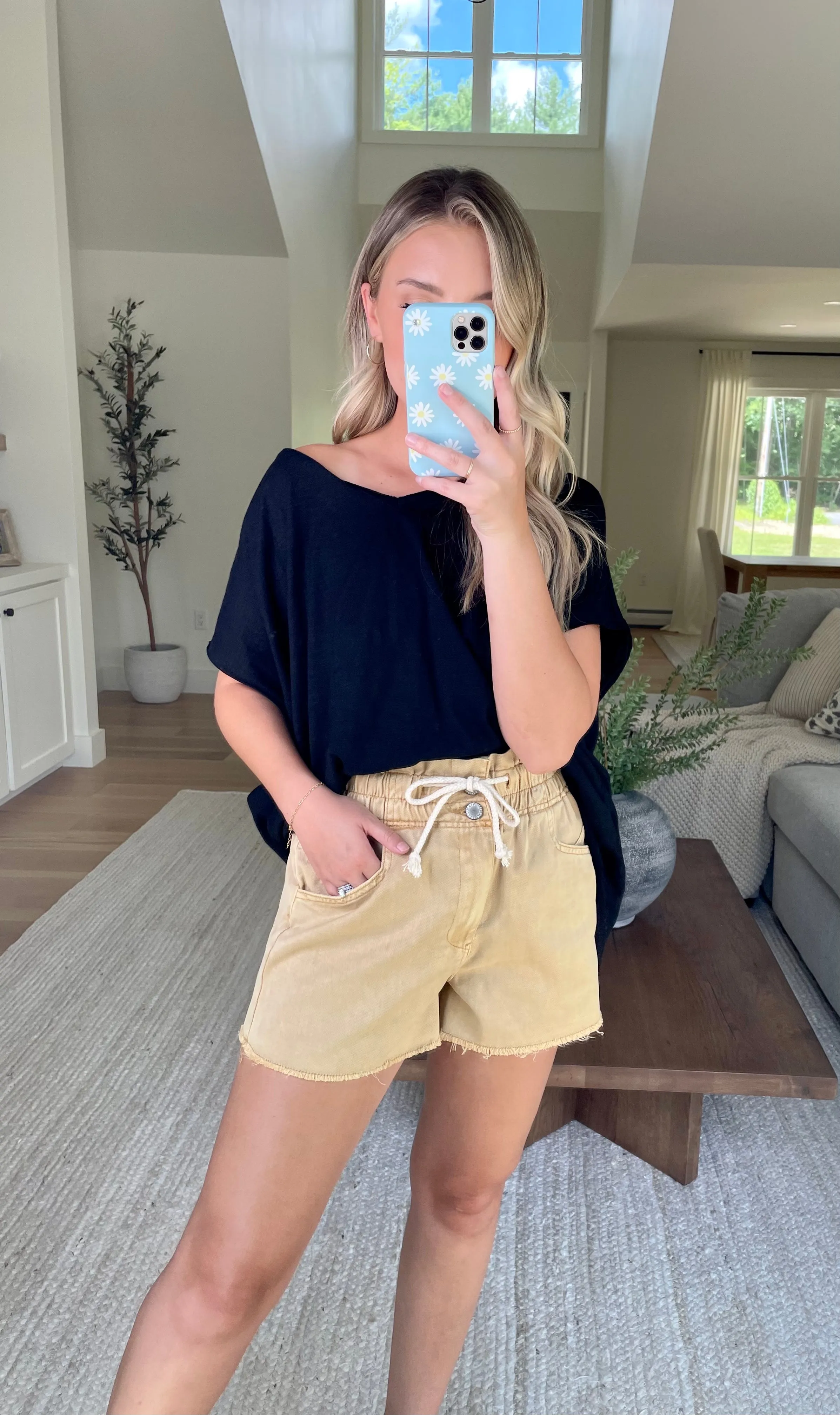 Straw Paperbag Denim Short