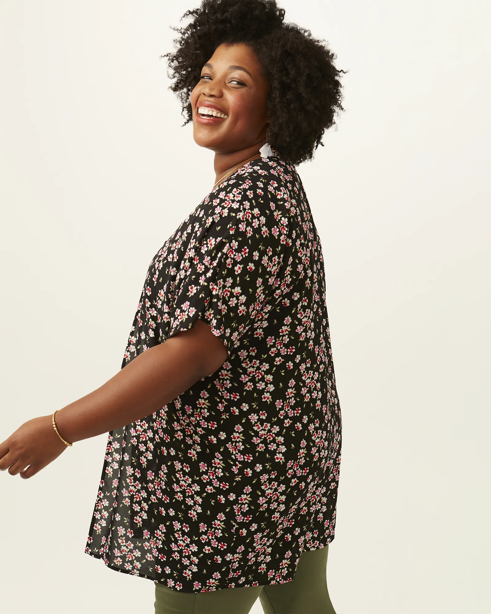 Vivian Glam Day Kimono | Black / Magenta