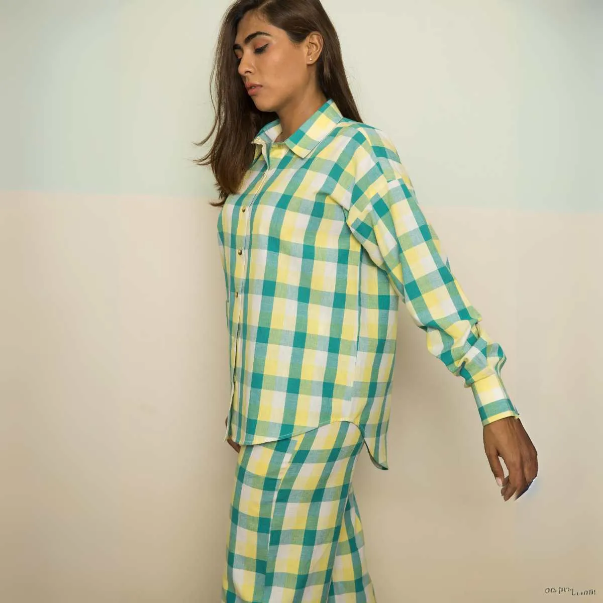 Wanderlust Women Co-ord Set | Yellow | Full Shirt W/ Pants | Breathable Cotton