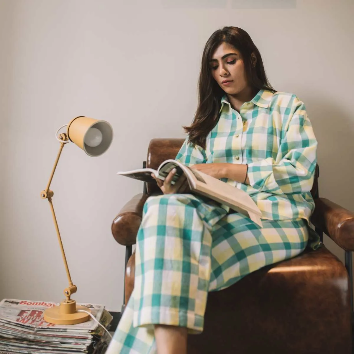 Wanderlust Women Co-ord Set | Yellow | Full Shirt W/ Pants | Breathable Cotton