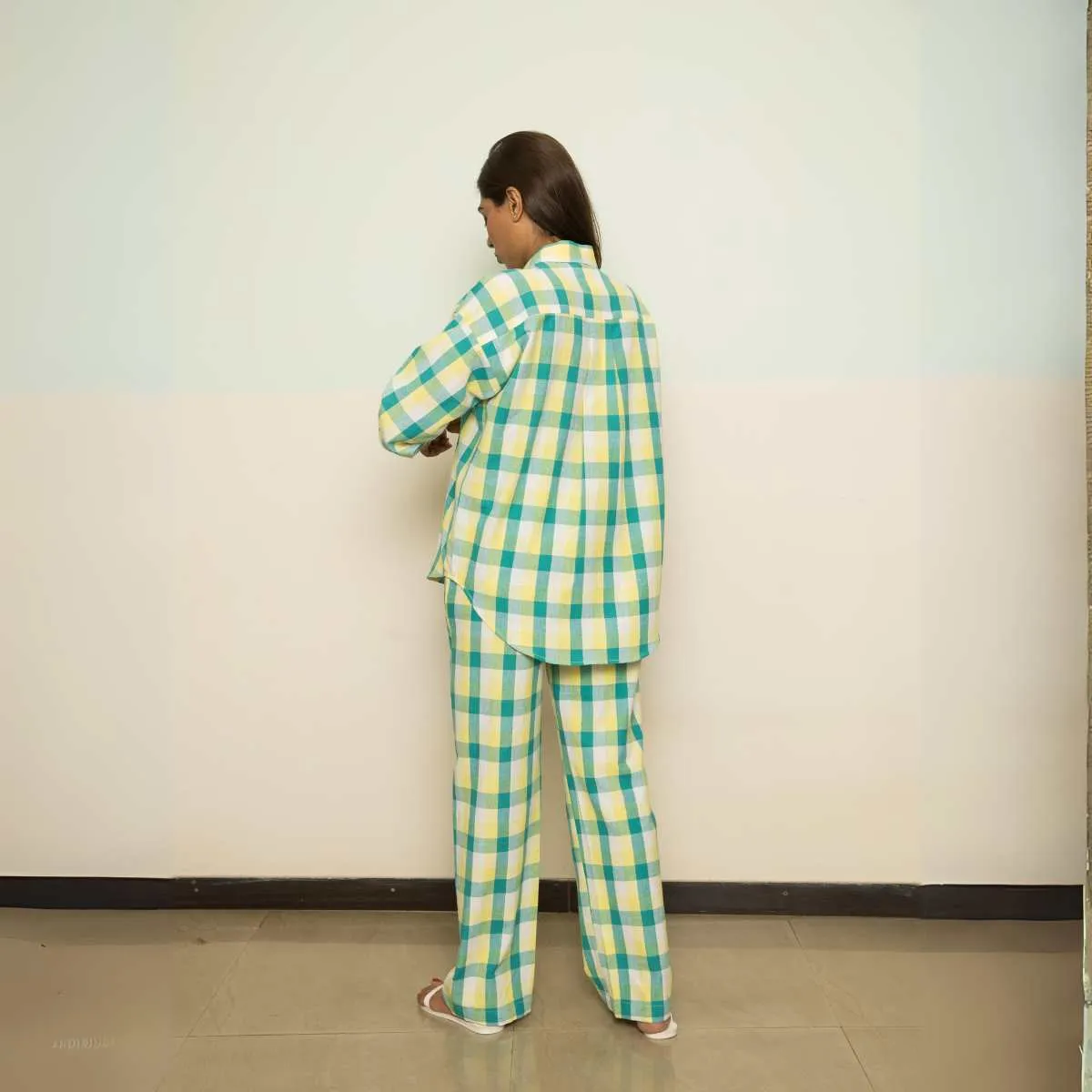 Wanderlust Women Co-ord Set | Yellow | Full Shirt W/ Pants | Breathable Cotton