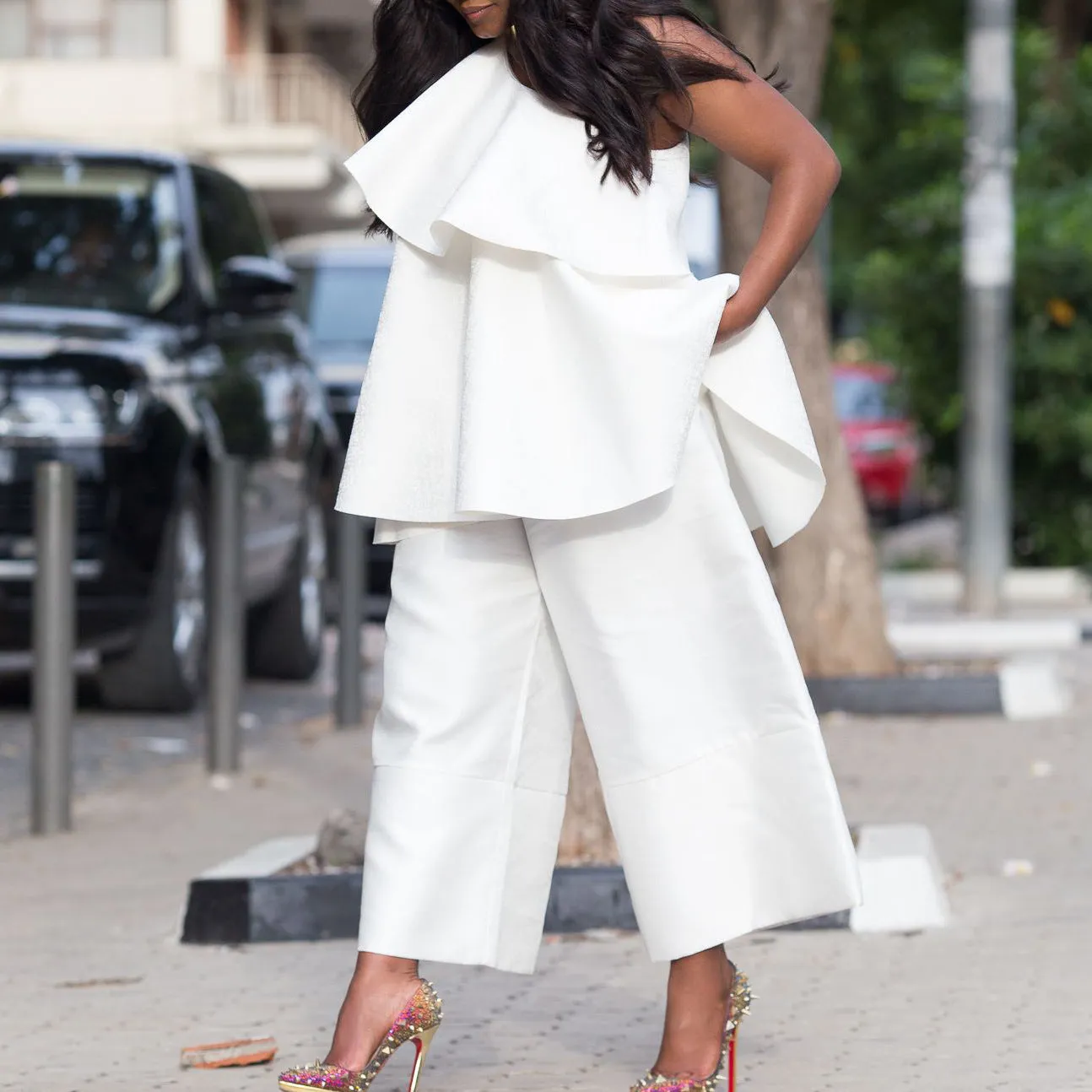 Women Clothes Loose Cool Top Wide Leg Pants Two Piece Suit