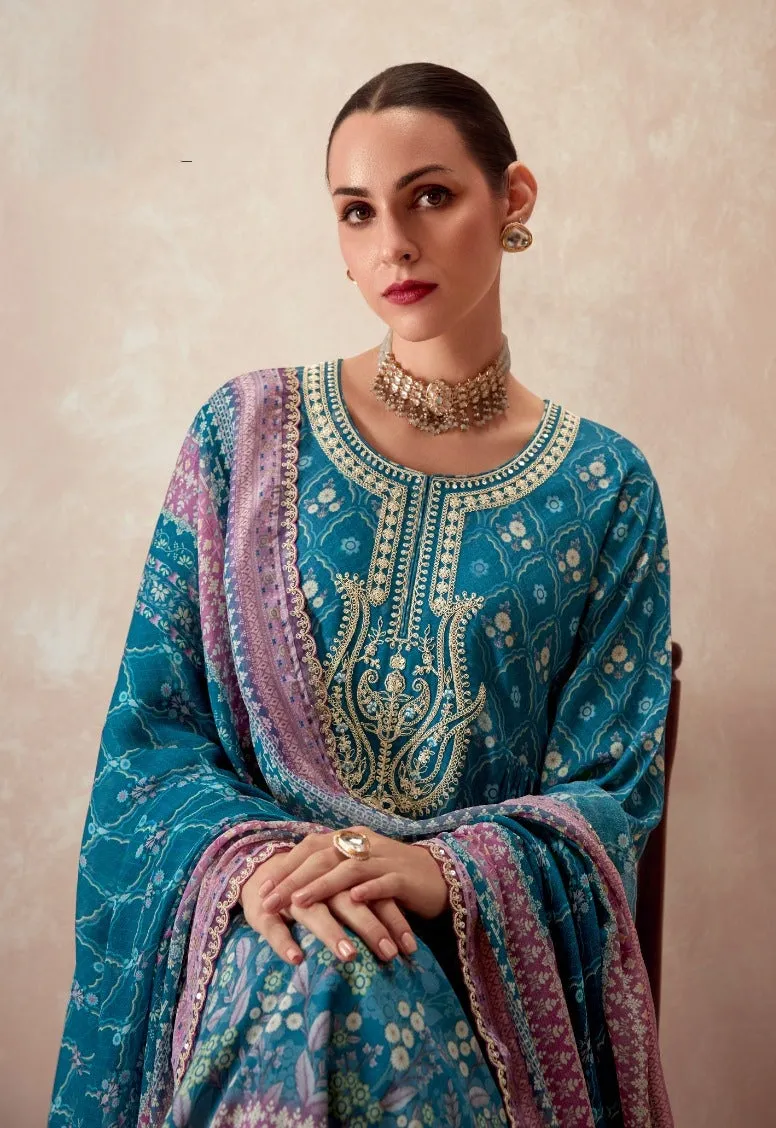 Women's Designer Party Wear Pure Soft Muslin Staple With Digital Print Salwar Suite