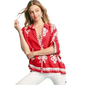 Women's Umgee Oversized Abstract Button Down Top K0089