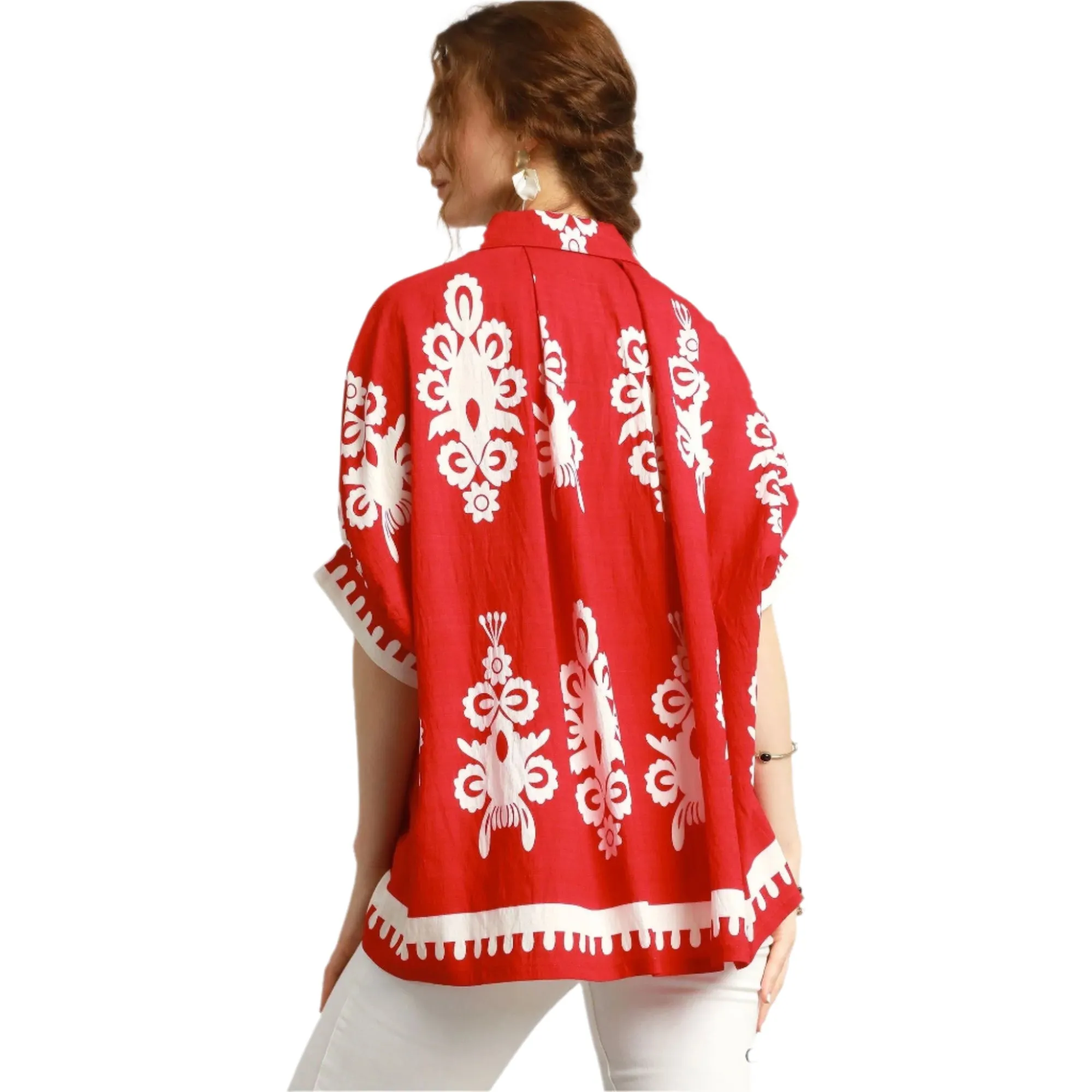 Women's Umgee Oversized Abstract Button Down Top K0089